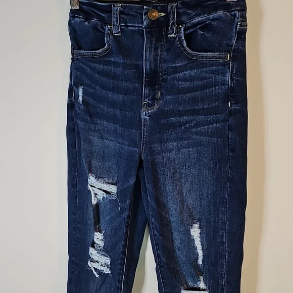 American Eagle Next Level Stretch Size 2 High Rise Distressed Style Jeggings - Picture 2 of 8